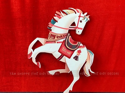 Tranh con ngựa treo trang trí Tết Bính Ngọ 2026 bằng Formex [Độc quyền - In sắc nét] C60cm FORM-TET-02